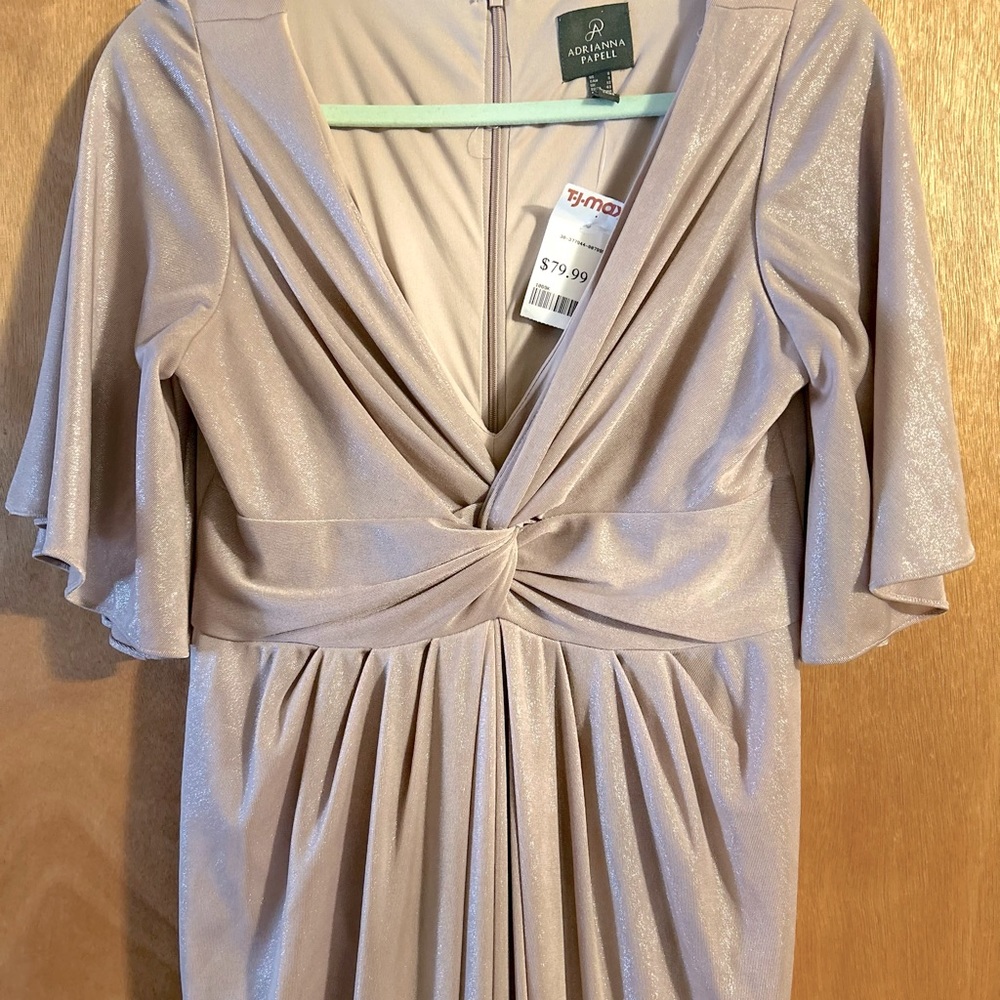 Adrianna Pappell dress to ankle with scrunch at bootie; bought for $80/size8